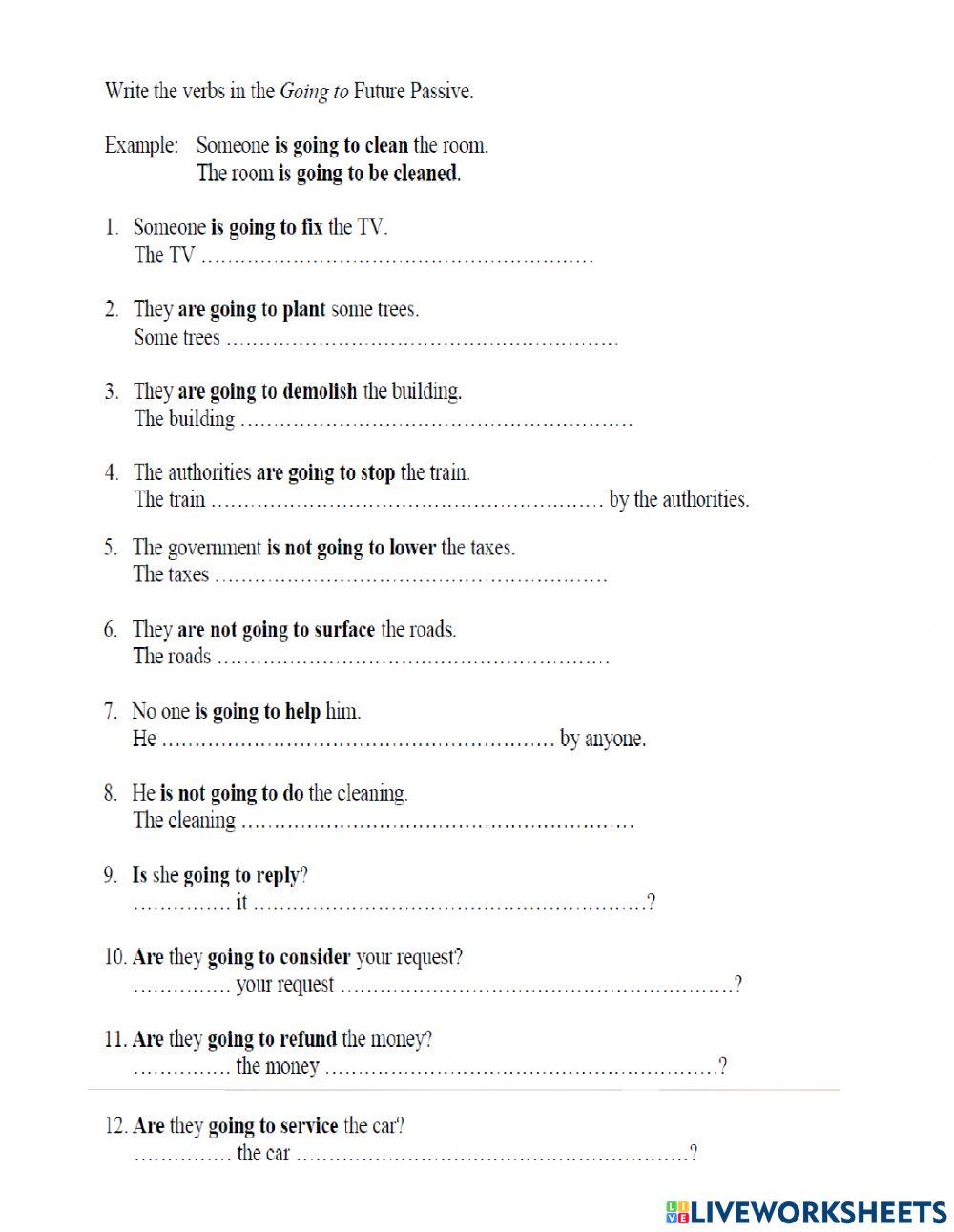PASSIVE VOICE GOING TO PASSIVE VOICE GOING TO