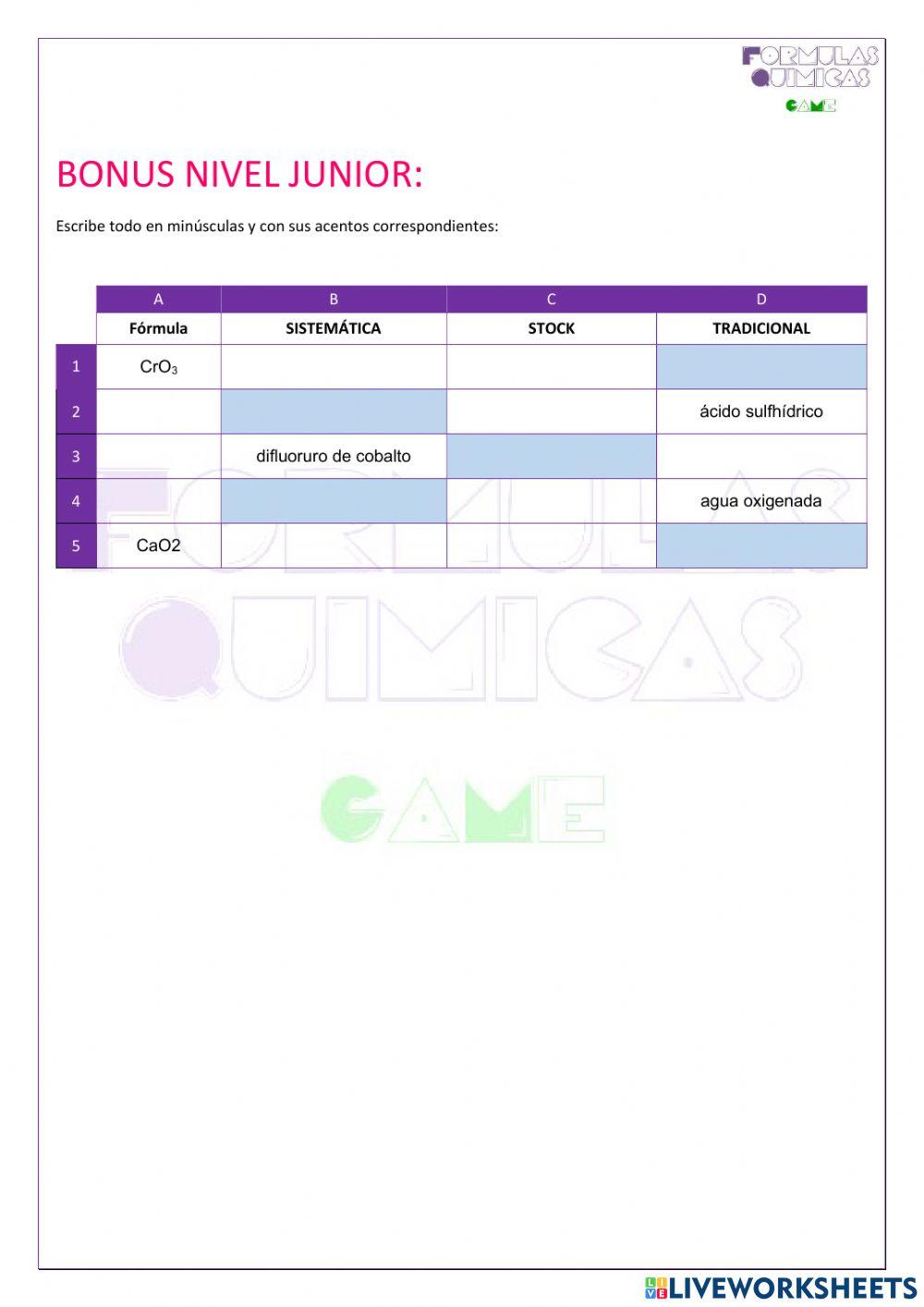 BONUS NIVEL JUNIOR