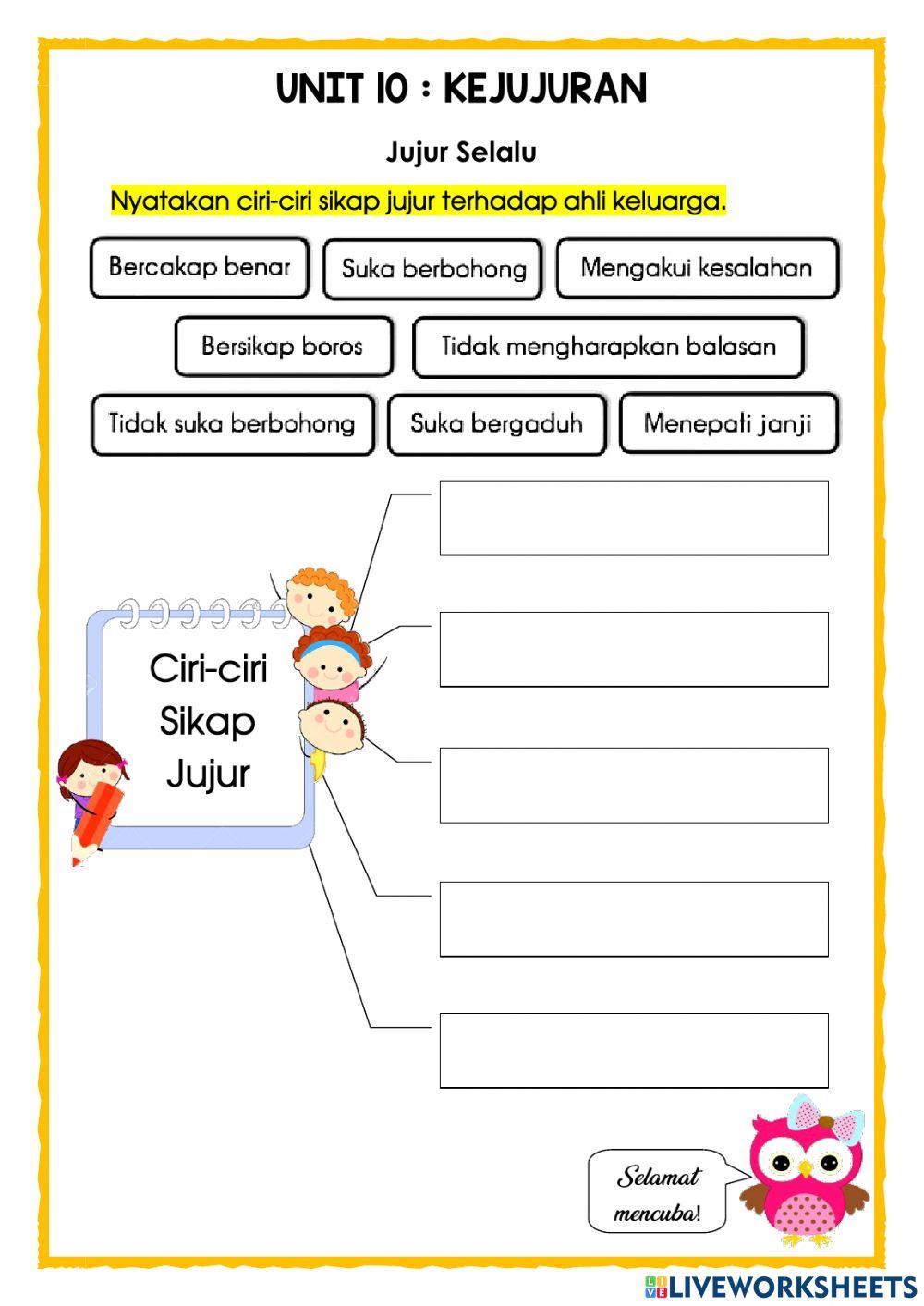 P.Moral Thn 2 : Kejujuran (Cara bersikap jujur terhadap keluarga) LAT 1
