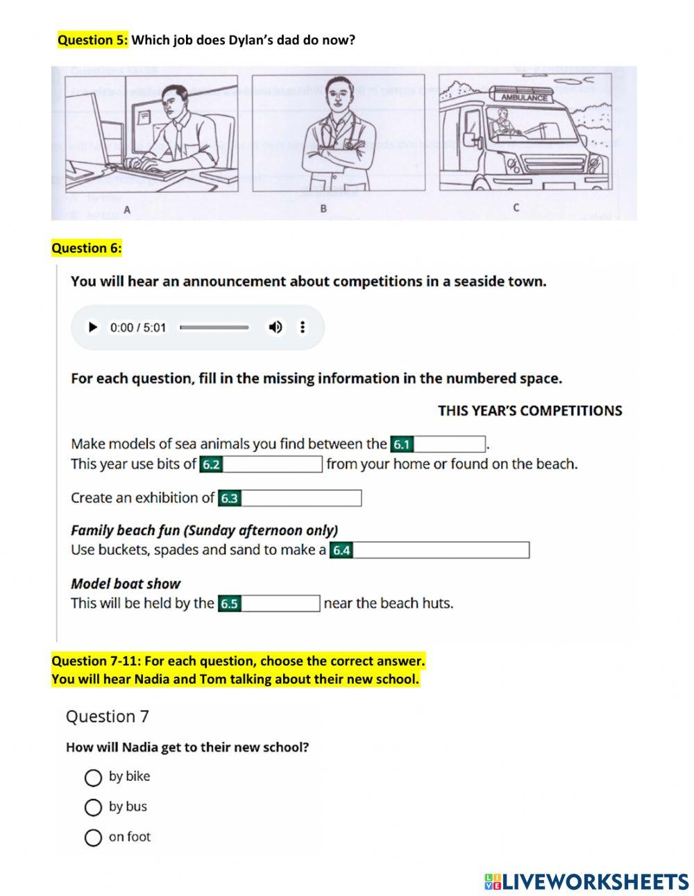 KET listening Aug 25th