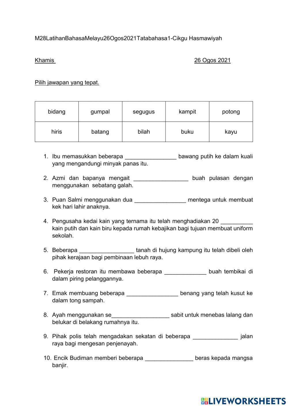 Penjodoh Bilangan Cikgu Hasmawiyah