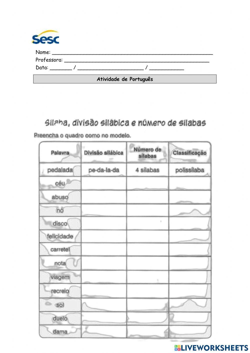 Atividade de Português