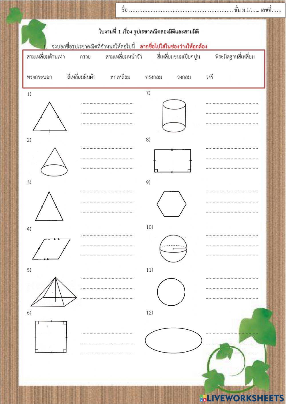บท 5 สองมิติ สามมิติ