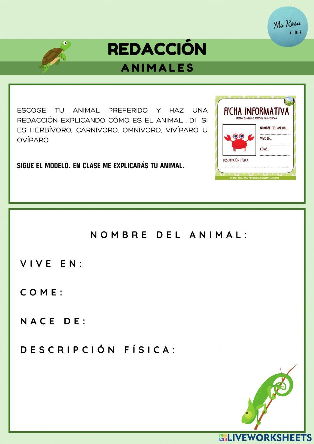 Animales. Redacción