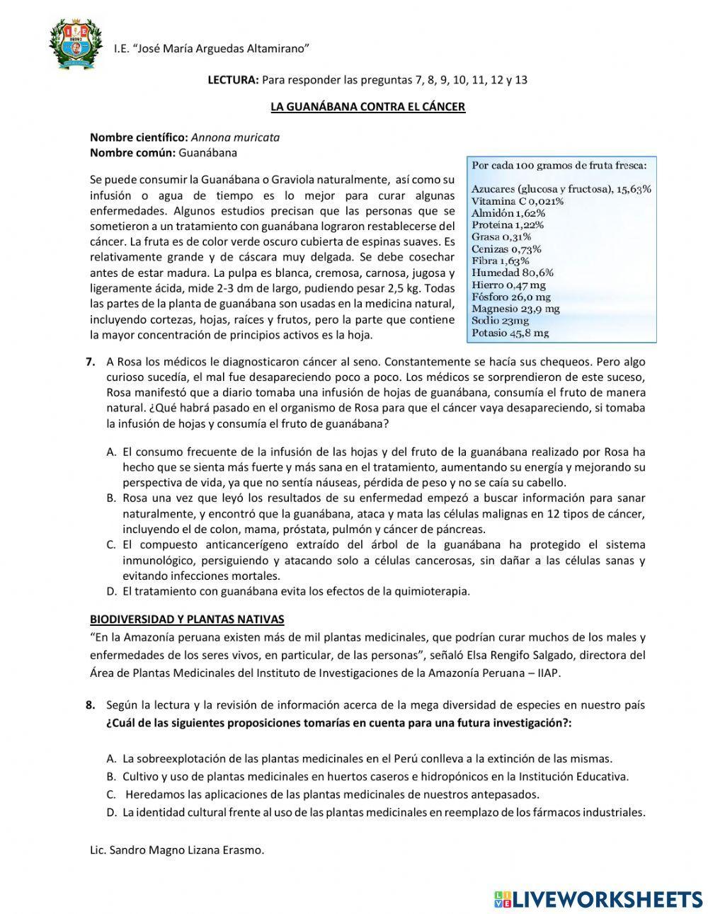 Evaluación diagnóstica 5to de de secundaria