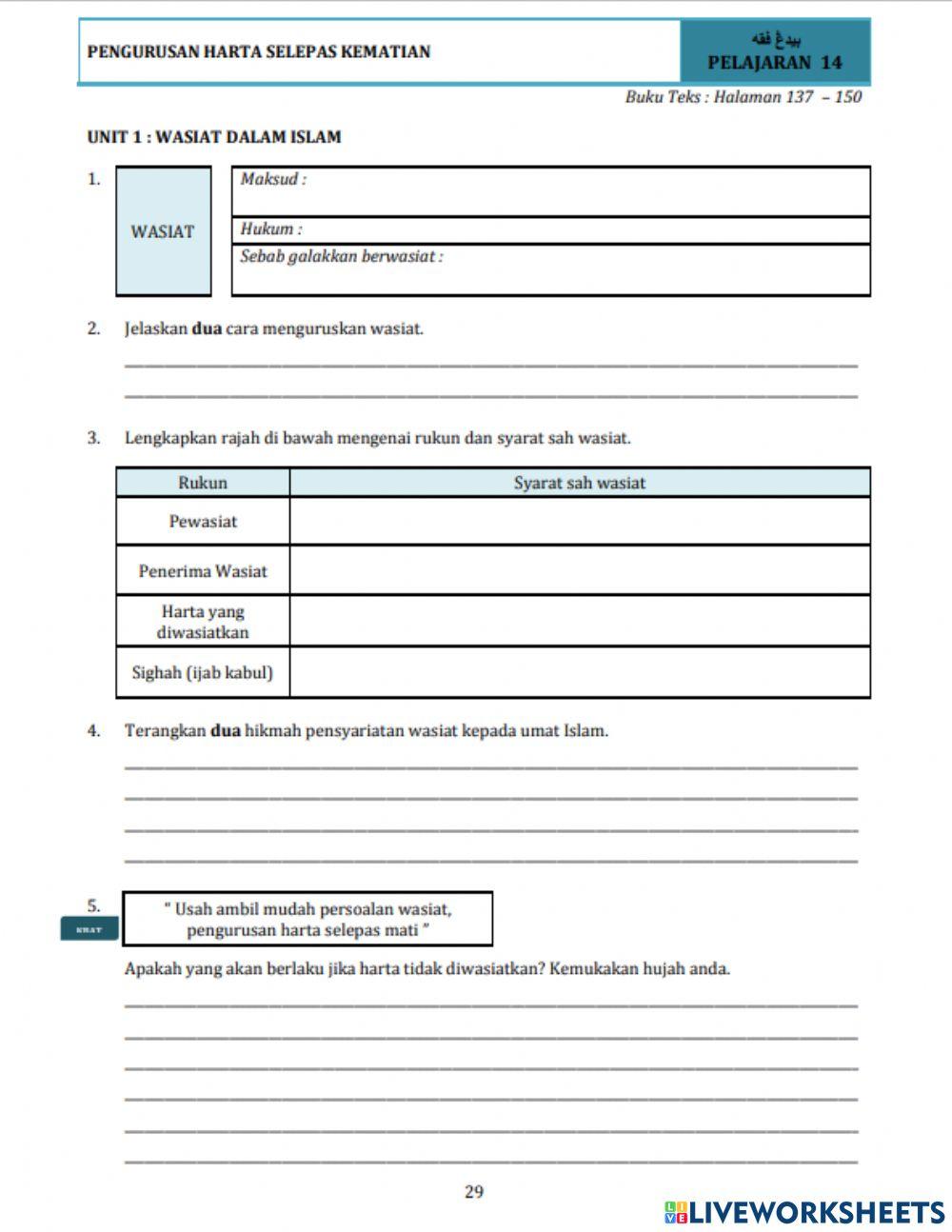 Wasiat dalam islam unit 1