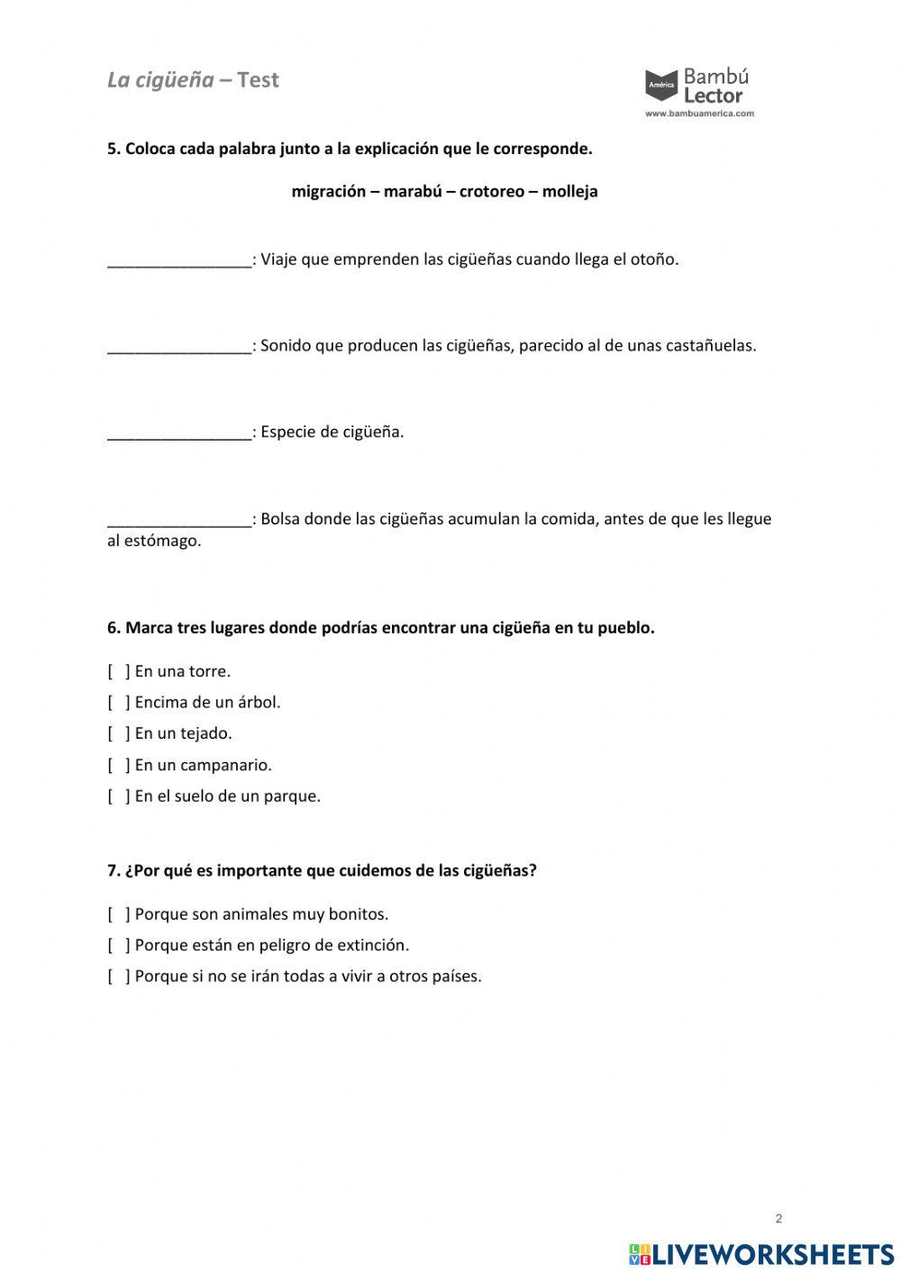 Bambú lector, la cigueña