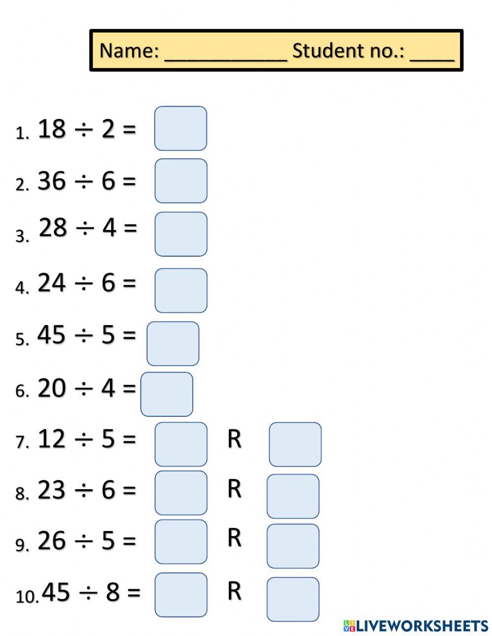 Dividing by 1-digit divisor with and without remainder