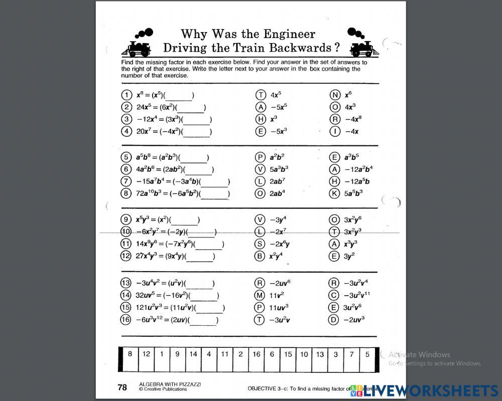 Activity: Find Me my Factor