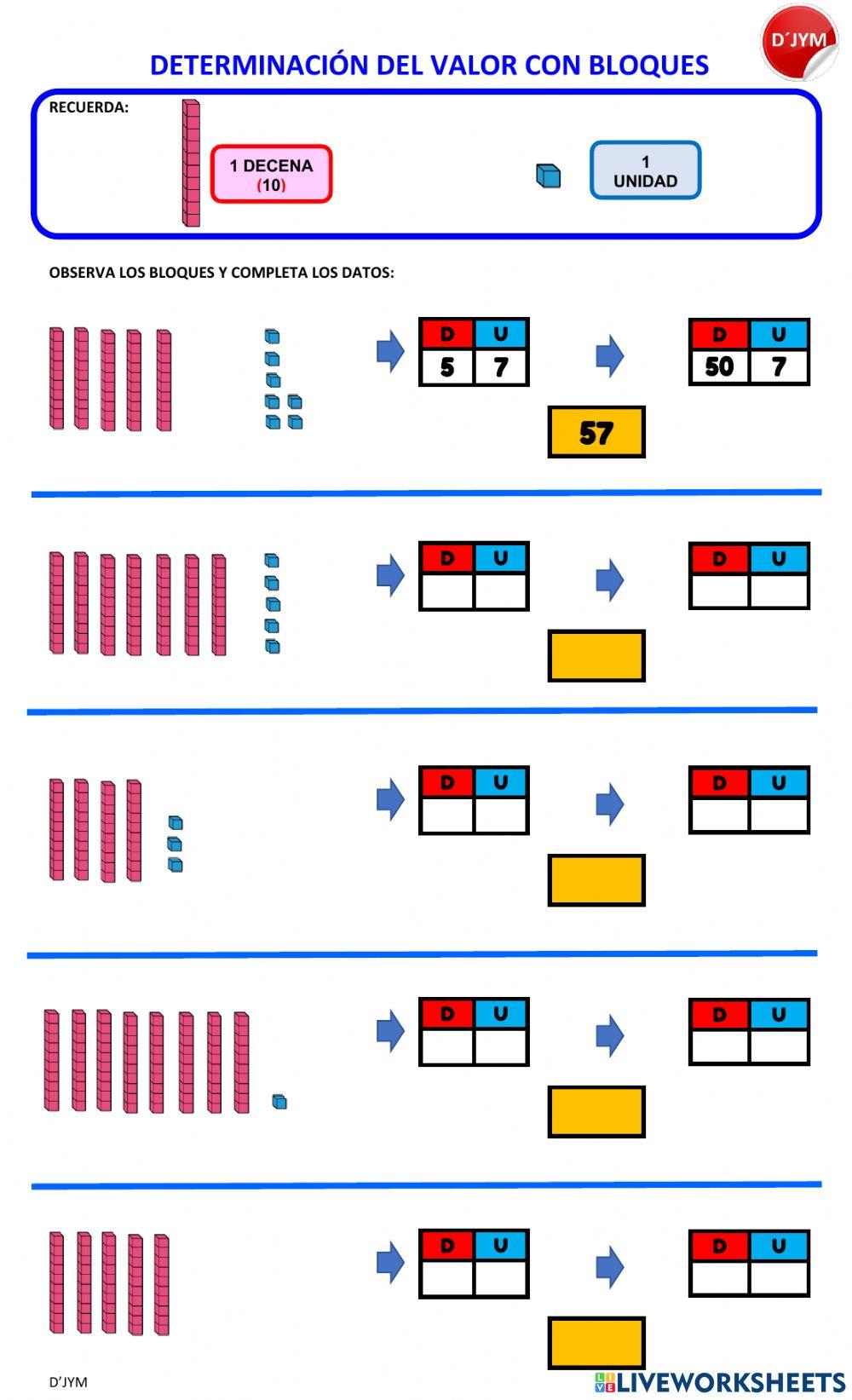 Determinación por bloques - La decena - 99