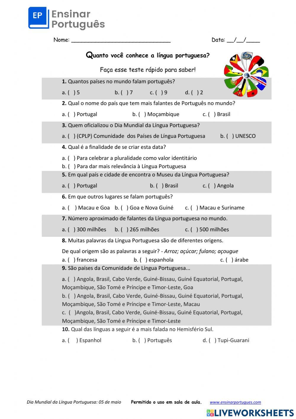 Quanto você conhece a língua portuguesa?