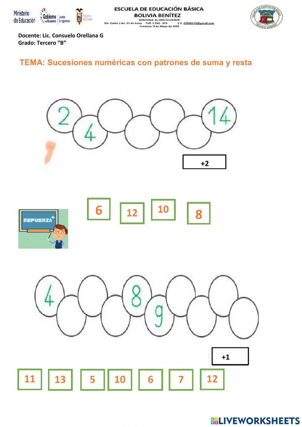 Patrones de secuencias numericas