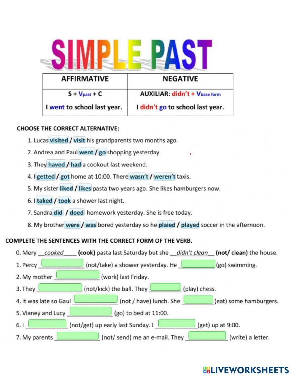 NEGATIVE SIMPLE PAST 