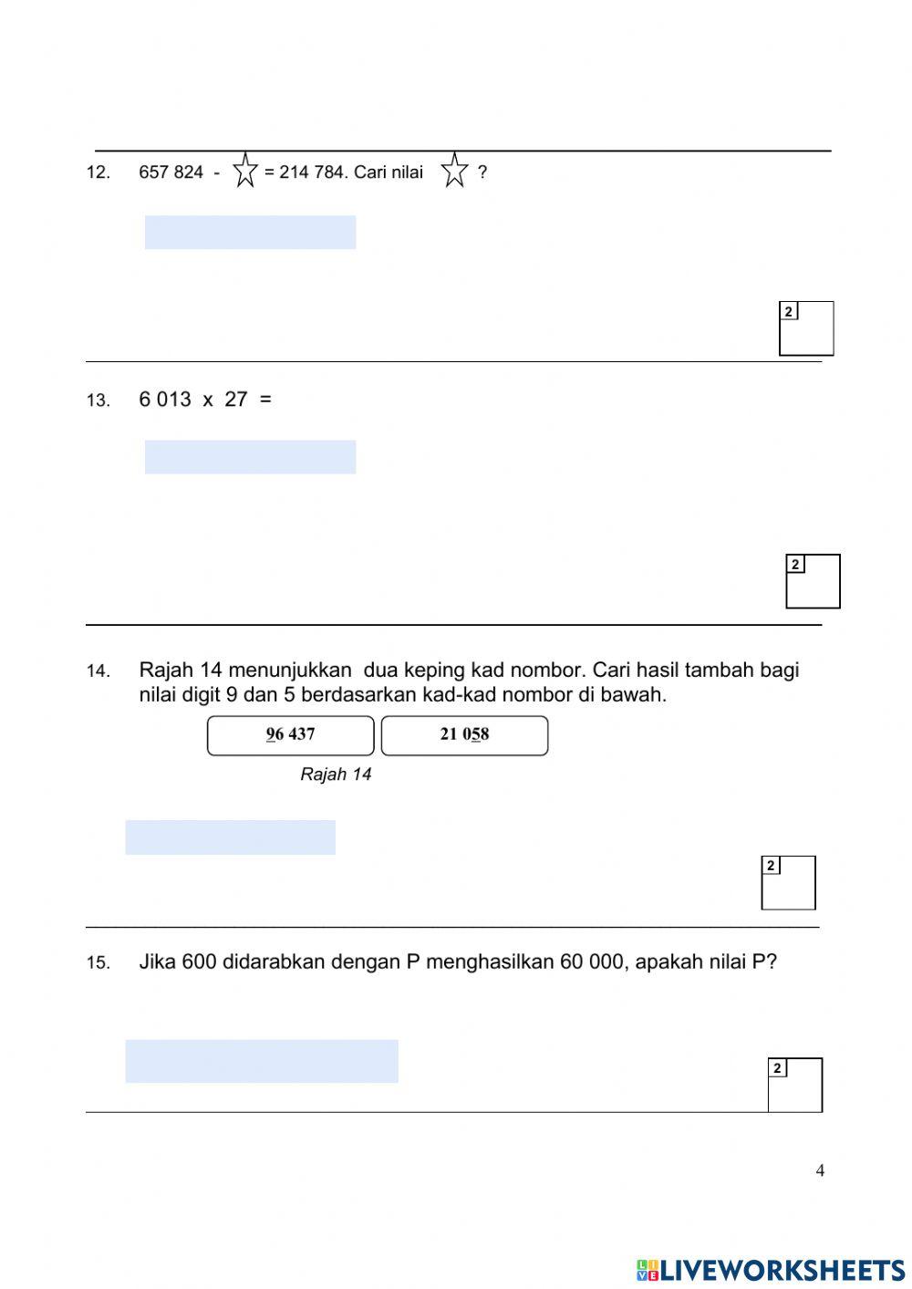 Ujian Pertengahan Tahun 5 Matematik Kertas 2 Ujian Pertengahan Tahun 5 Matematik Kertas 2