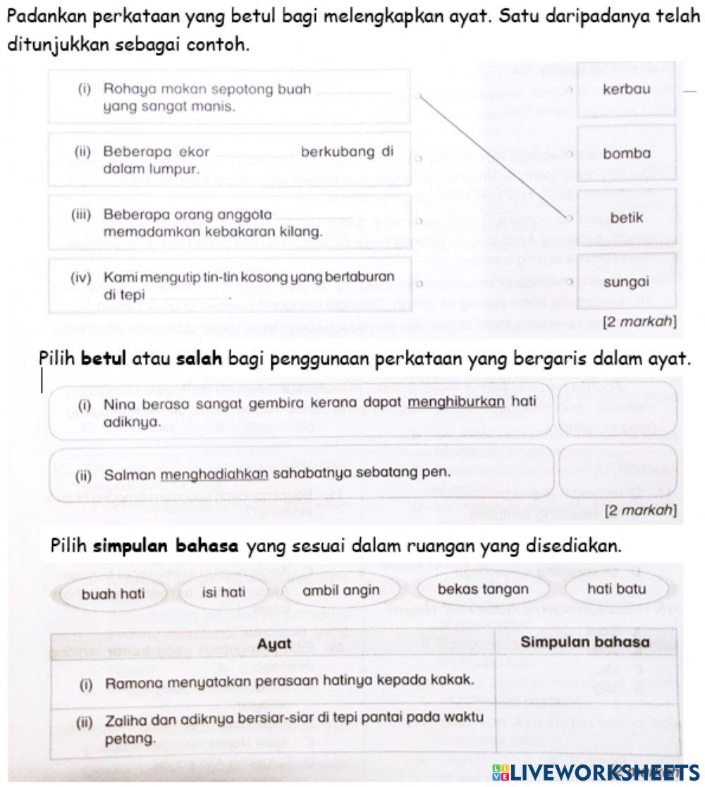 Bahasa Melayu 4 Latihan 1 27.08.21