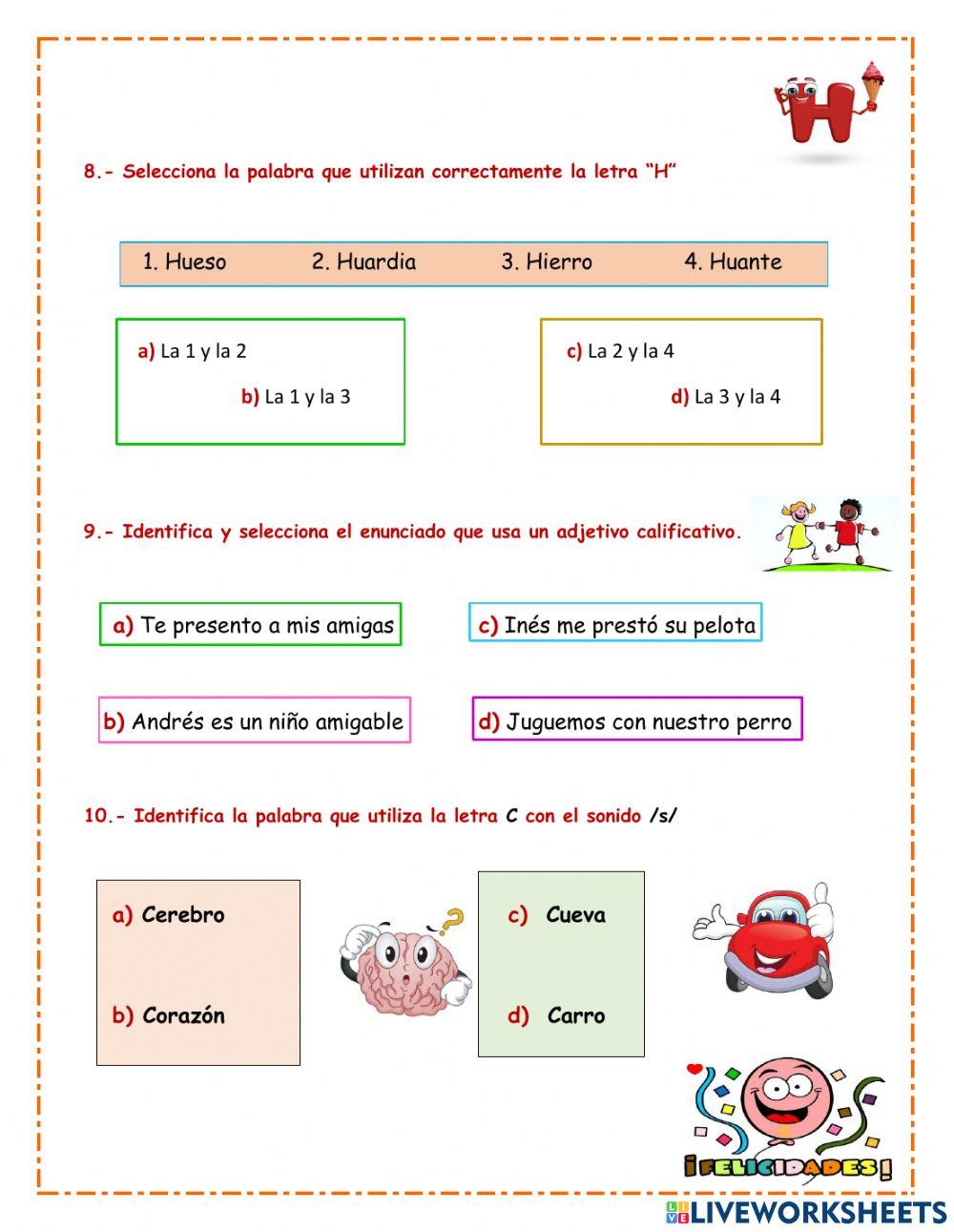 Evaluación diagnóstica de lengua 4