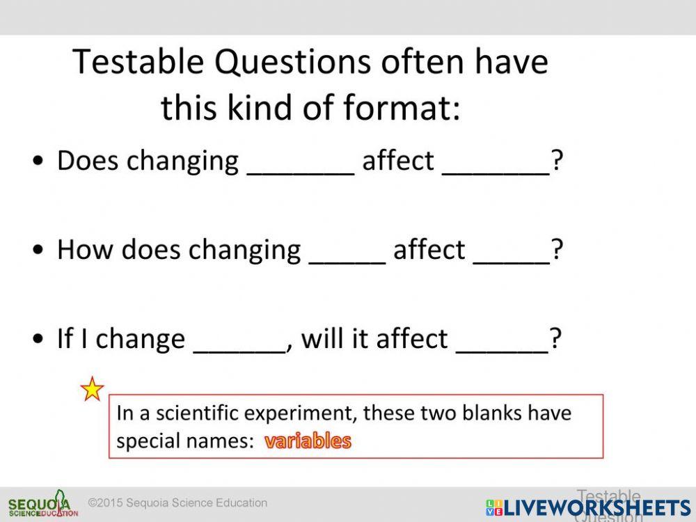 Testable questions