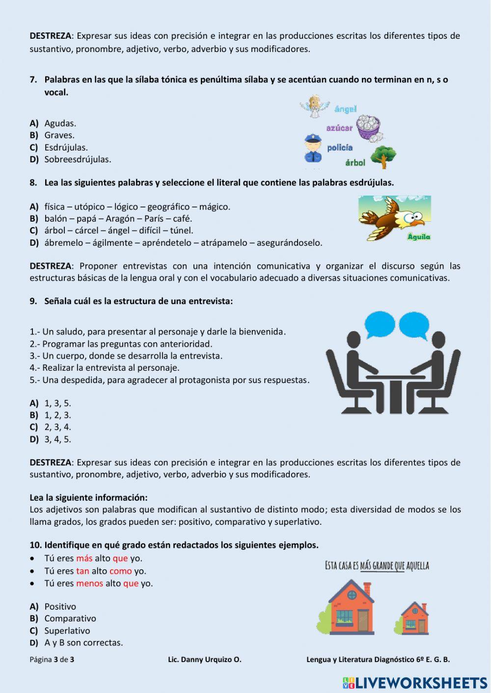 Lengua y Literatura Diagnóstico