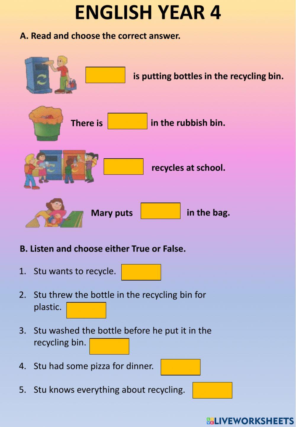 English online exercise for 4 Live Worksheets