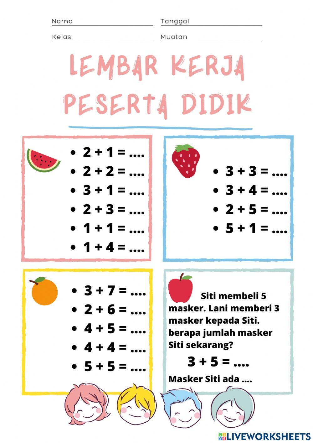 LKPD Kelas 1 Tema 2 Muatan MTK