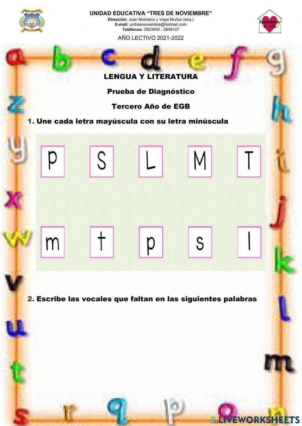 Prueba de diagnóstico de Lengua y Literatura