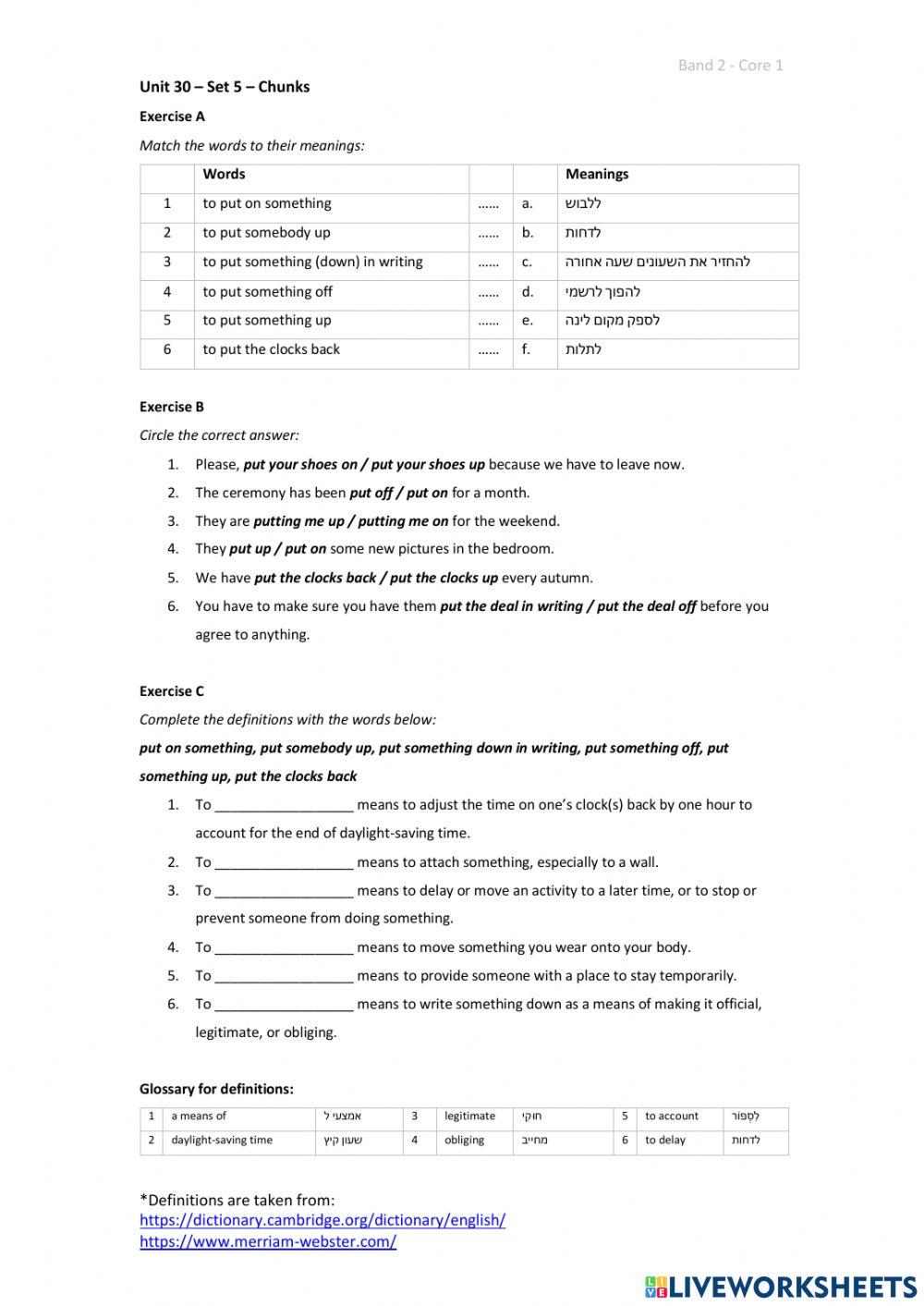 Band 2 (Core 1) - Unit 30 - Set 5