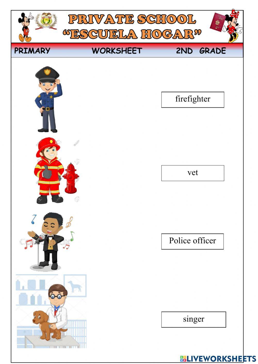 Professions online exercise for 1grade live worksheets
