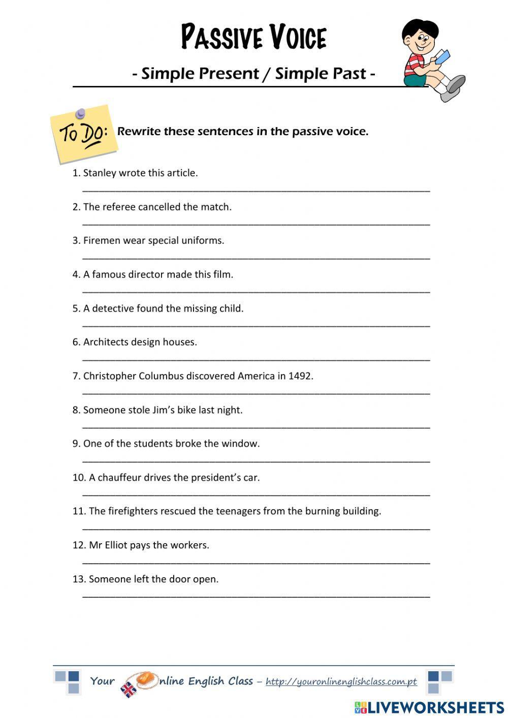 Passive Voice - Present Simple , Past Simple - Exercises