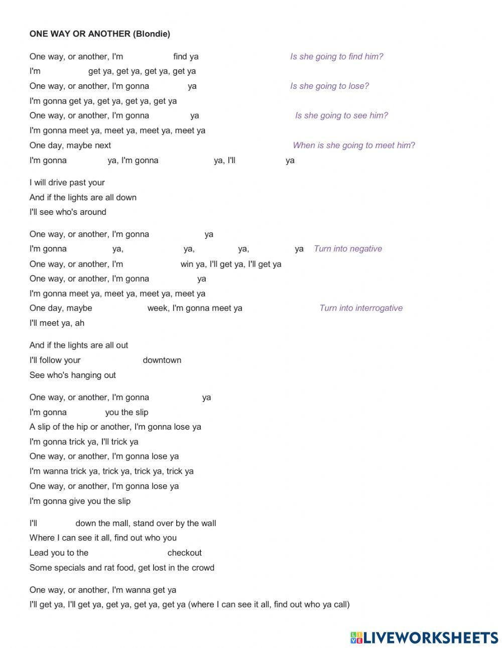 Song- One way or another