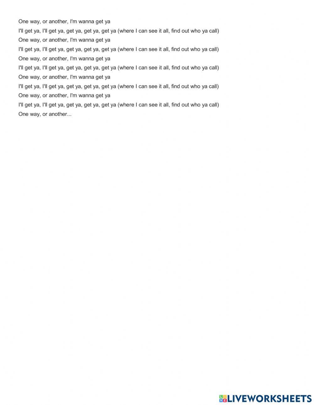 Song- One way or another