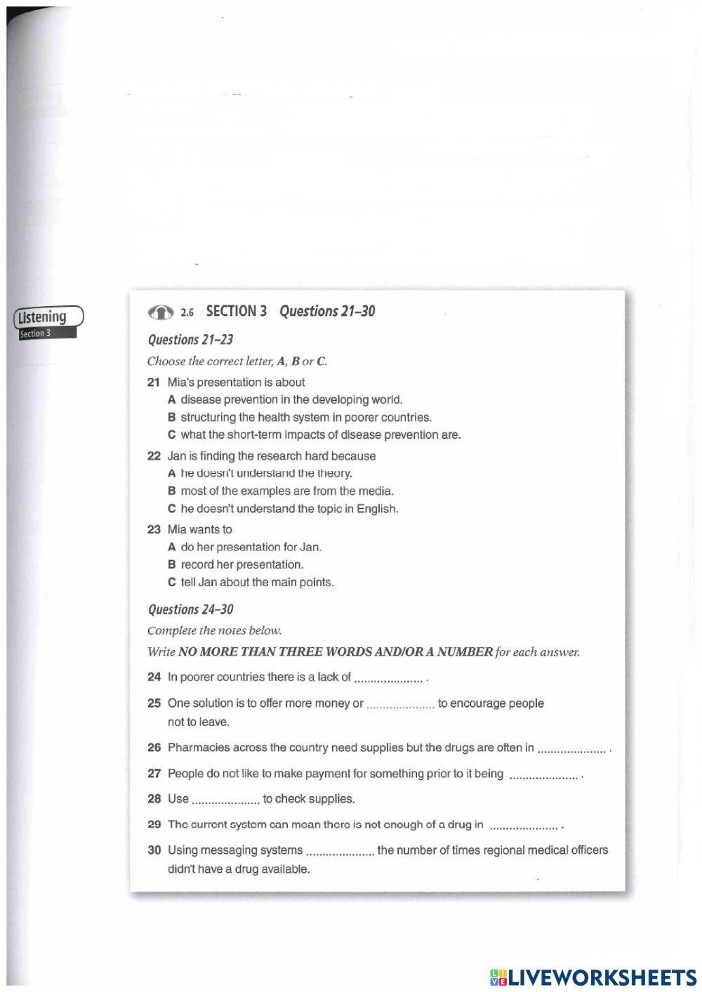 Listening IELTS section 3