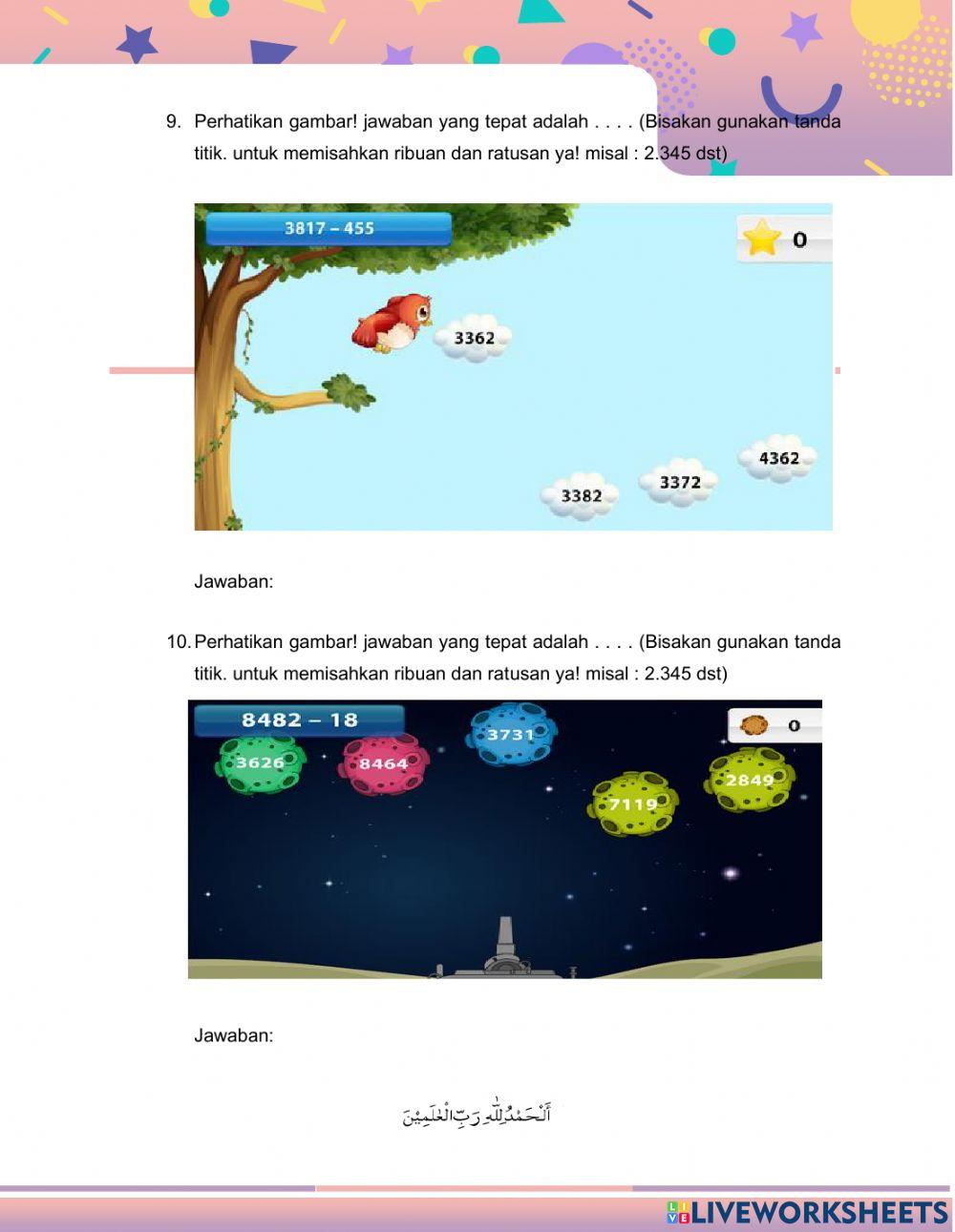 Pengurangan Bilangan Sampai Dengan 10.000