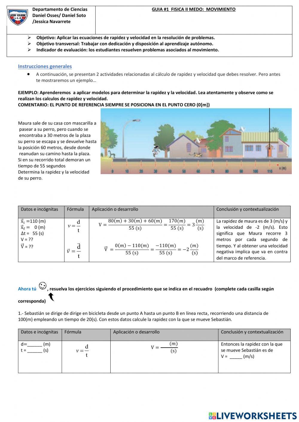 Movimiento: rapidez y velocidad