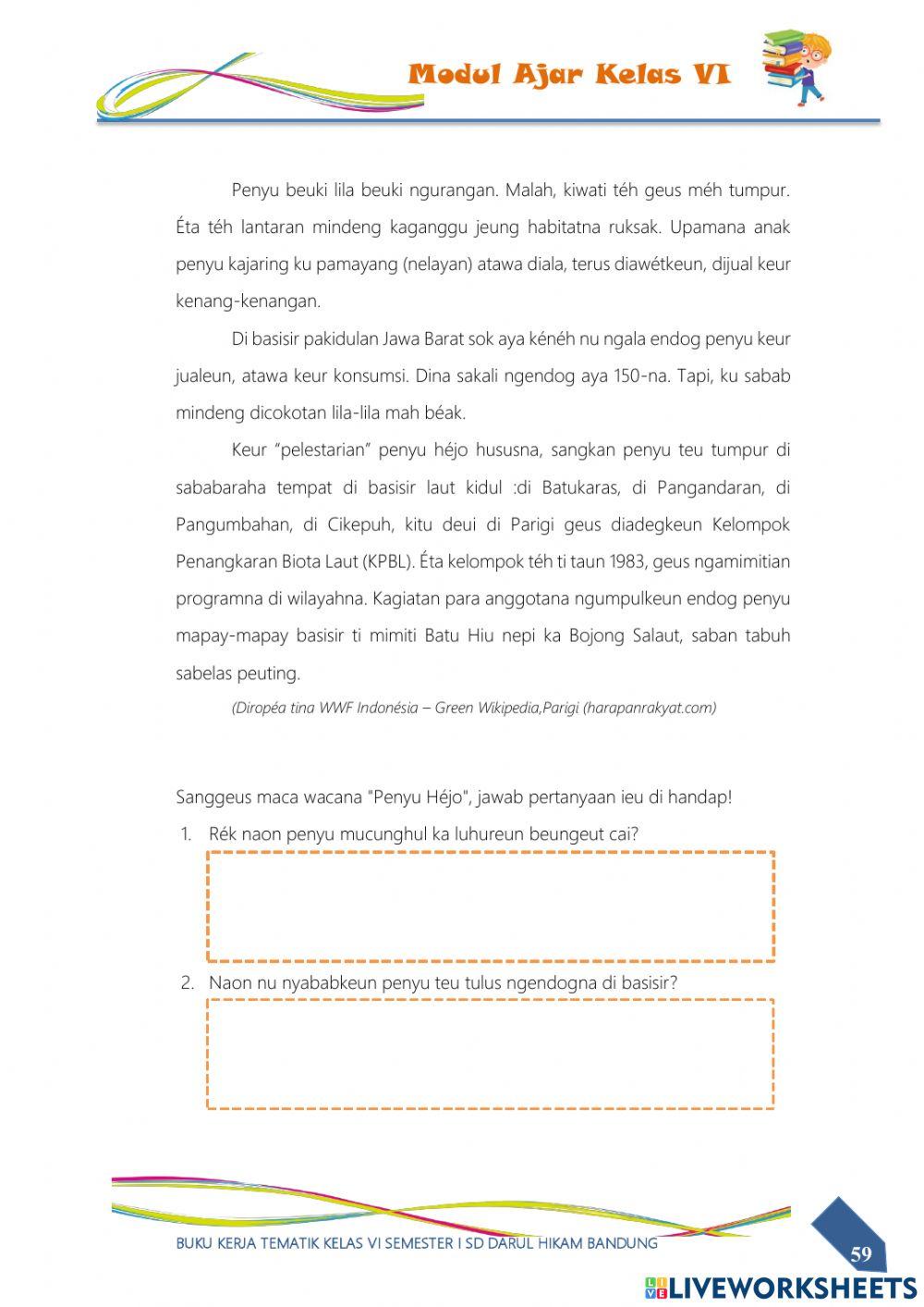 Ngajawab Pananya Bacaan