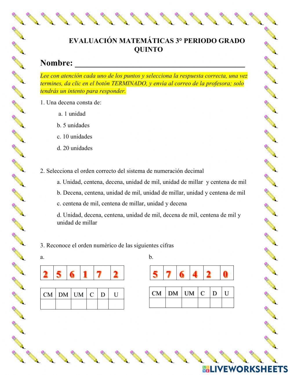 Ev matematicas quinto