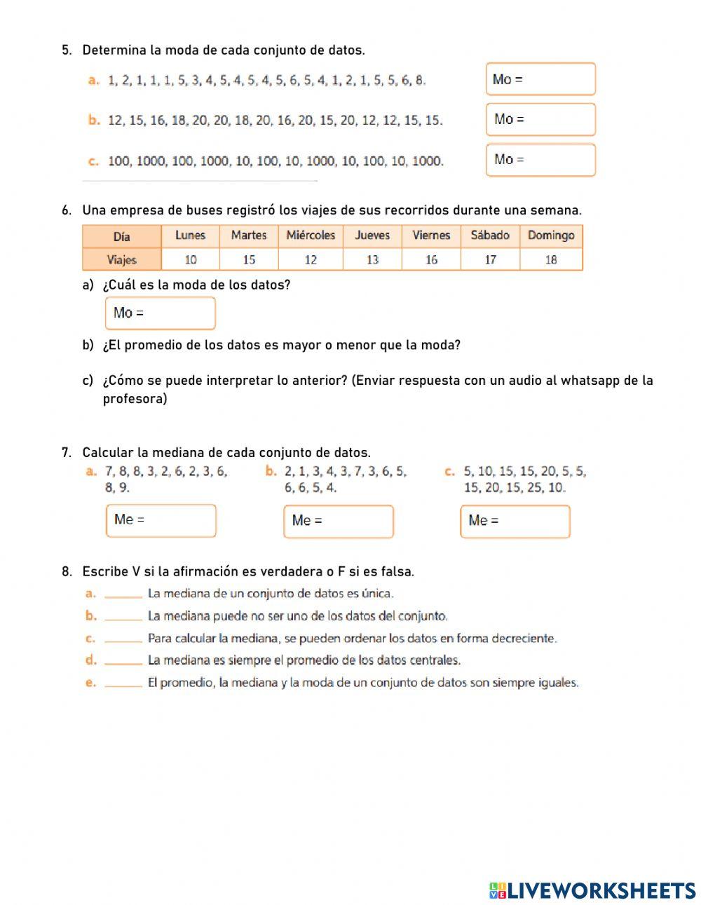 Medidas de tendencia central.
