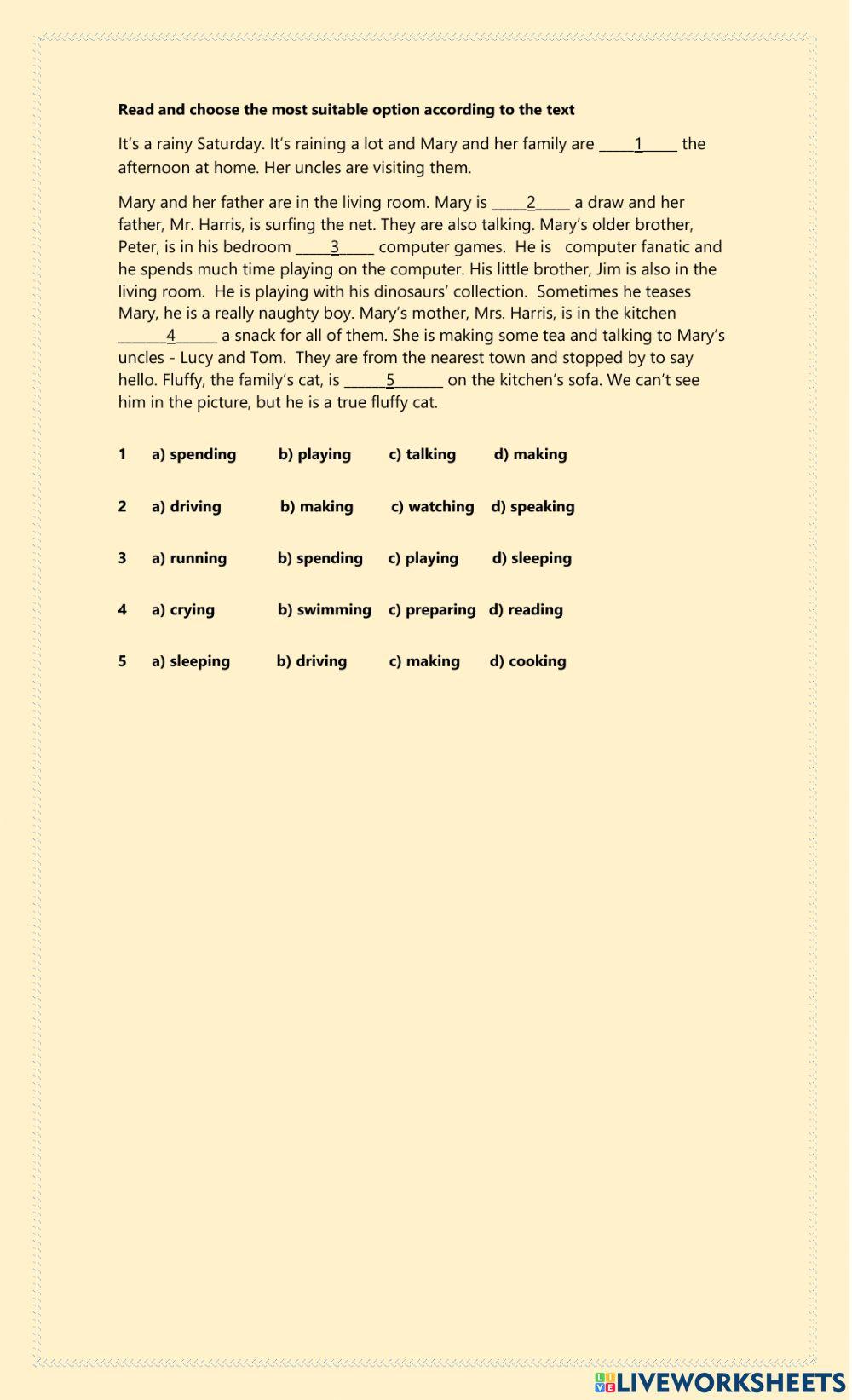 Grado 8: english test