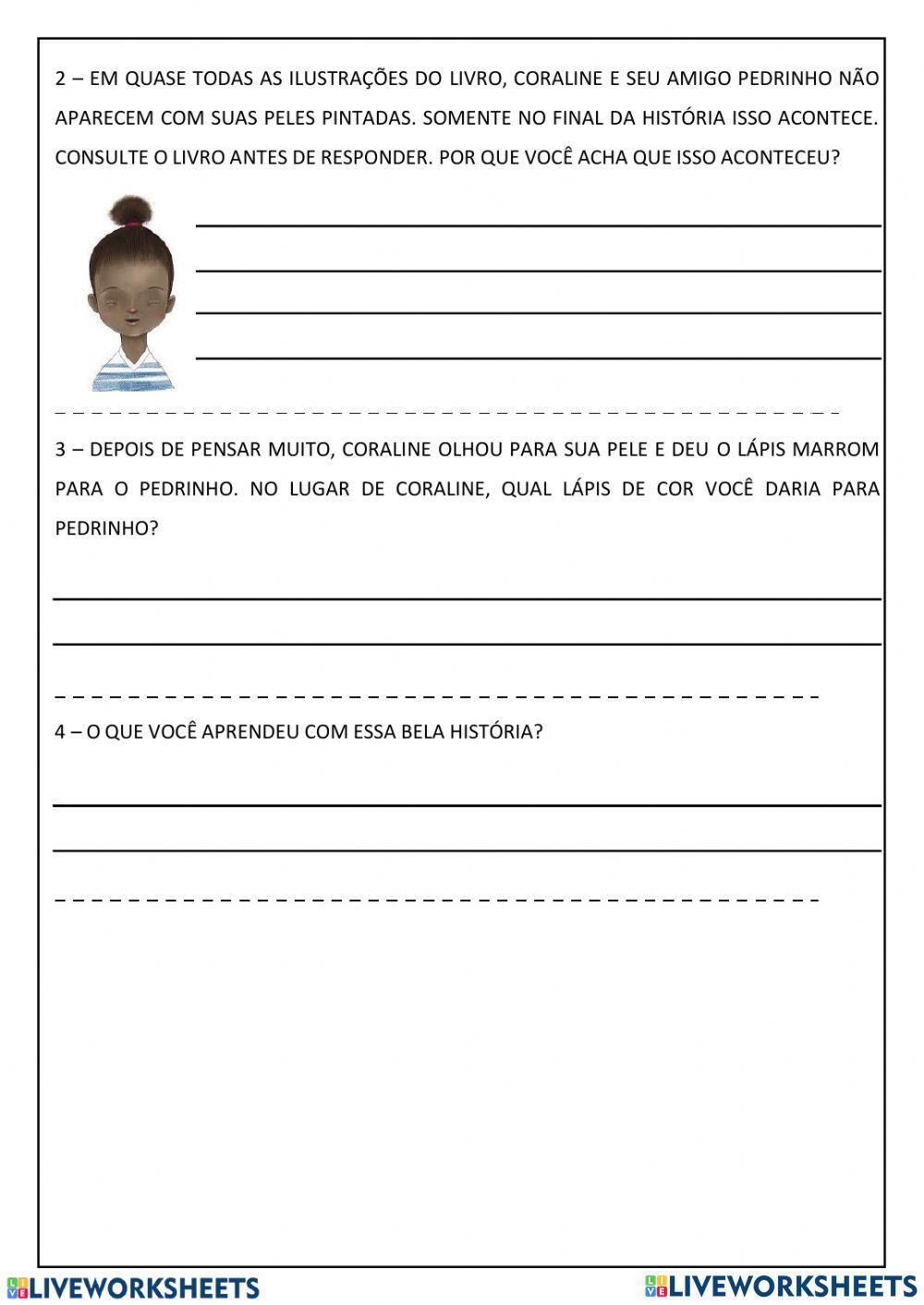 A cor de Coraline- atividade