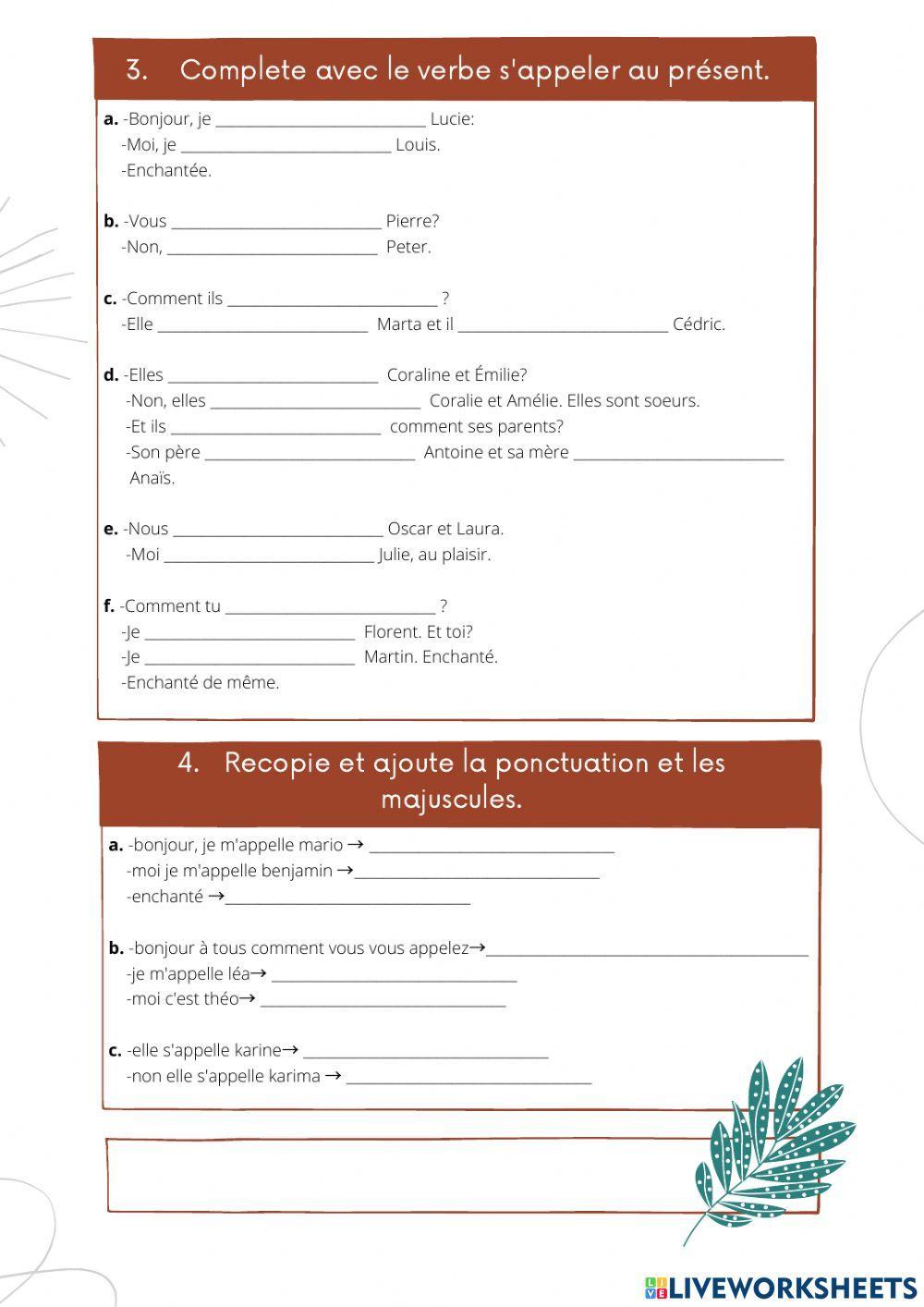 Verbe s'appeler - se présenter