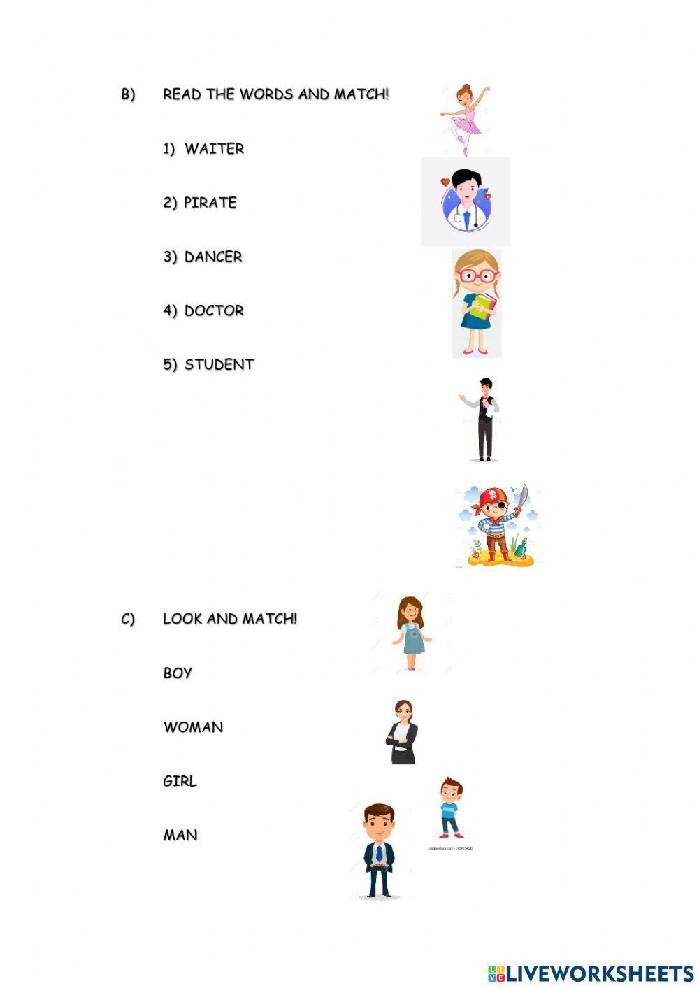 Vocabulary man girl boy woman