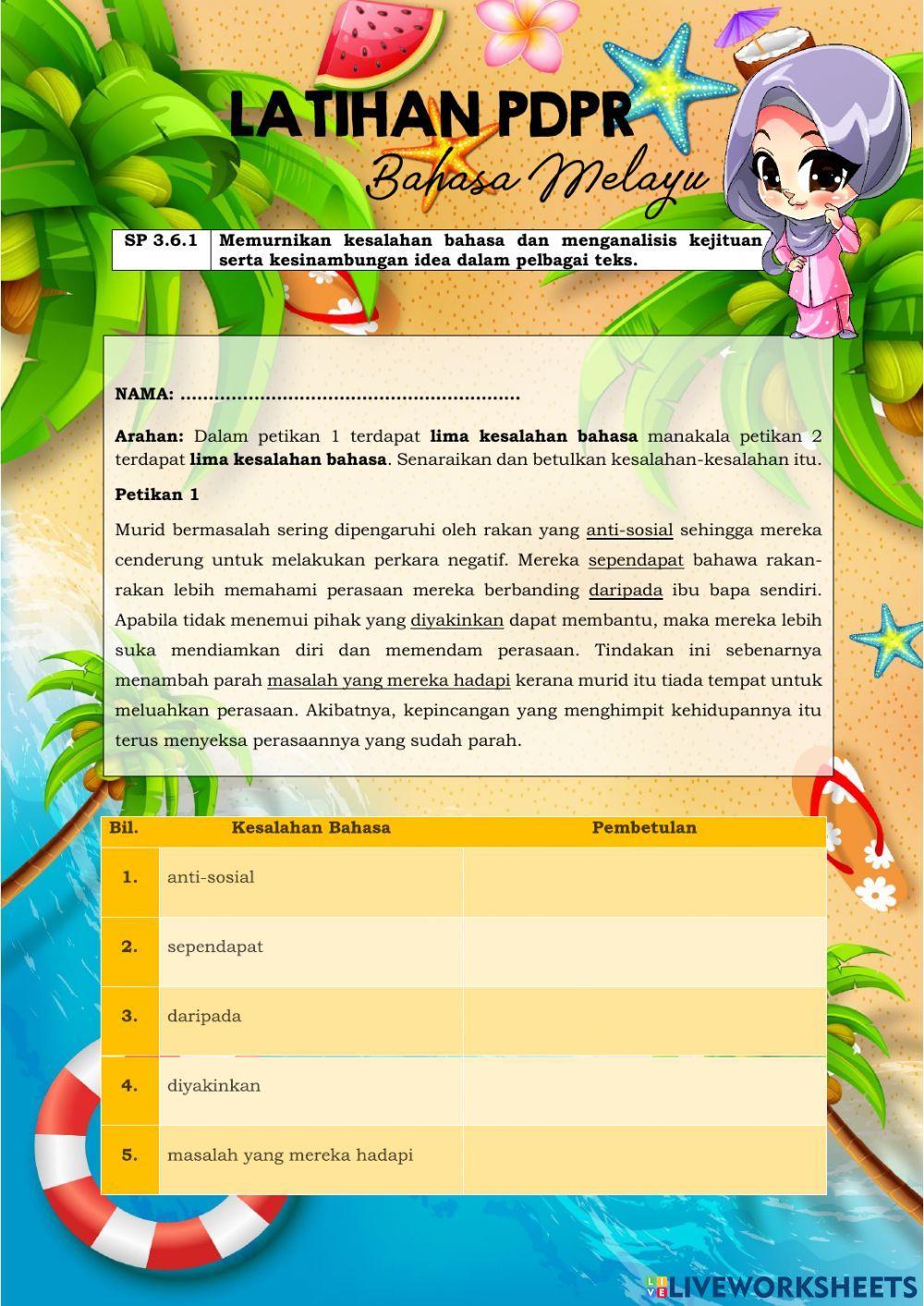 LATIHAN ANALISIS KESALAHAN BAHASA