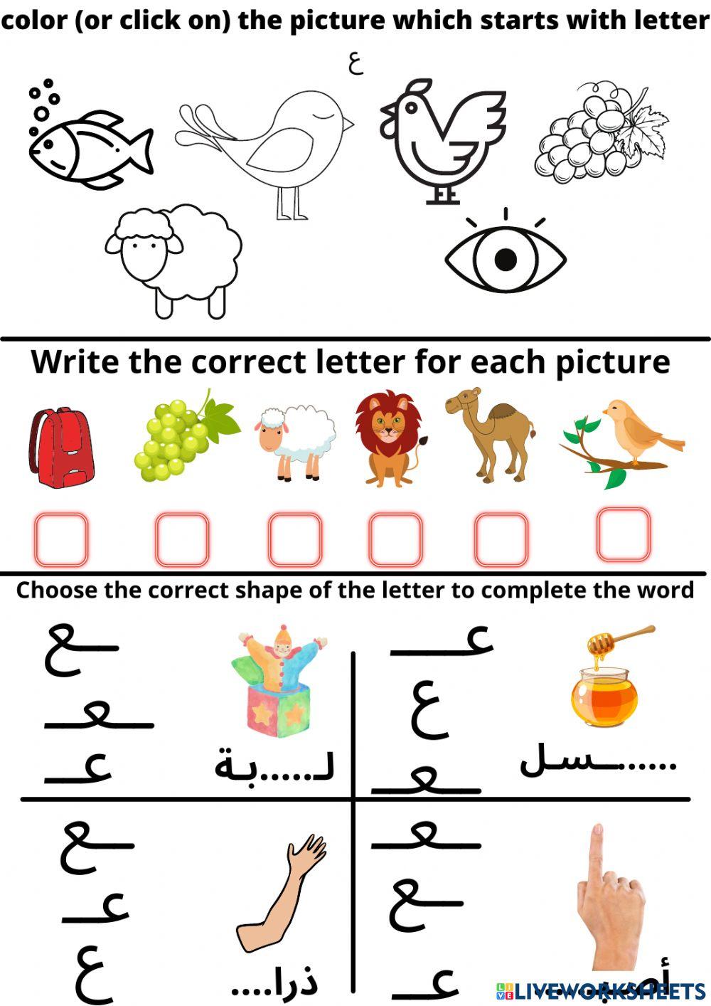 letter ع homework