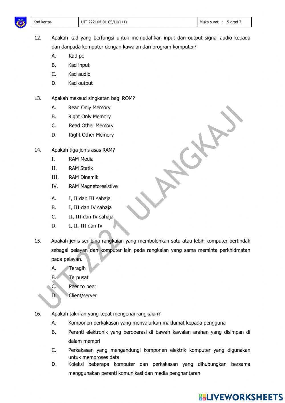 ICT Latihan Ulangkaji 1