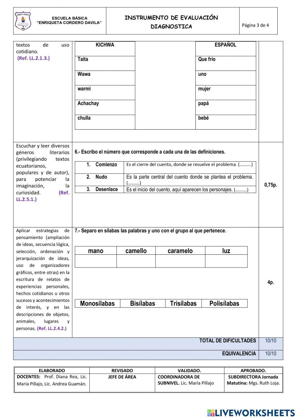 Evaluacion diagnostica lengua y literatura