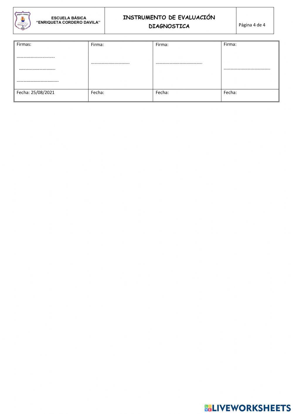 Evaluacion diagnostica lengua y literatura