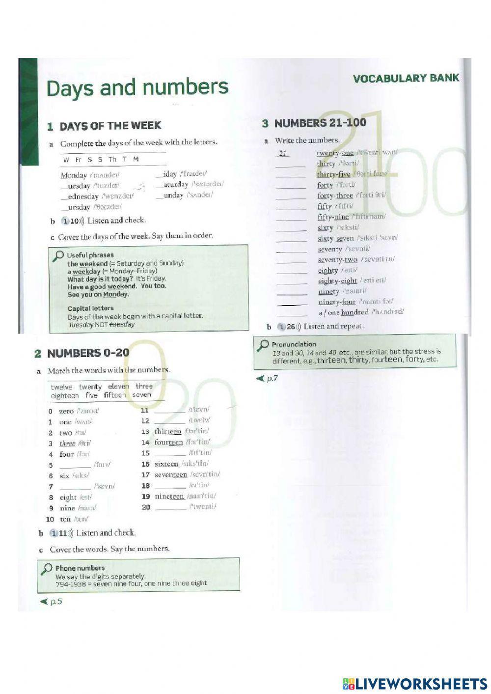 Cardinal Numbers 1-100