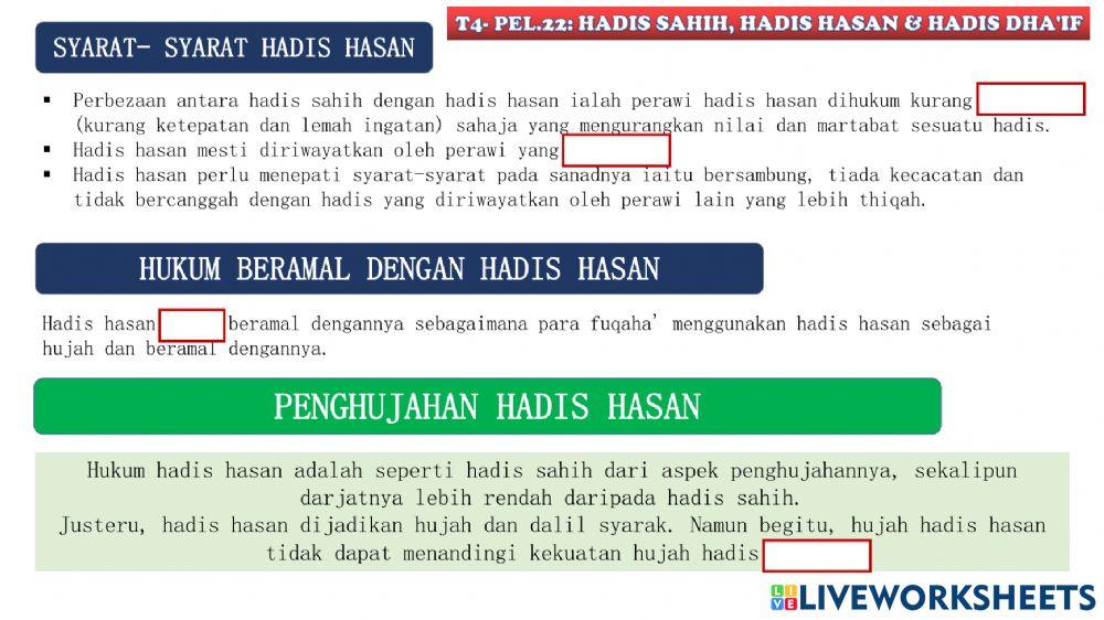 T4- pel.22: hadis sohih, hassan dan dhoif