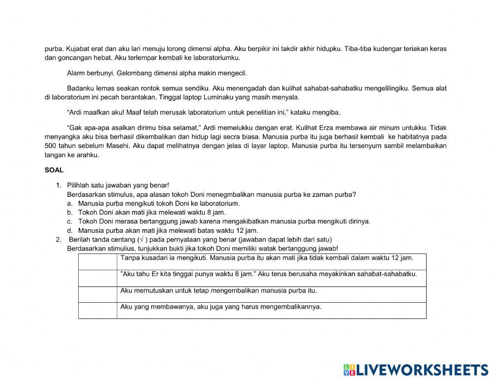 Latihan soal teks cerita fantasi