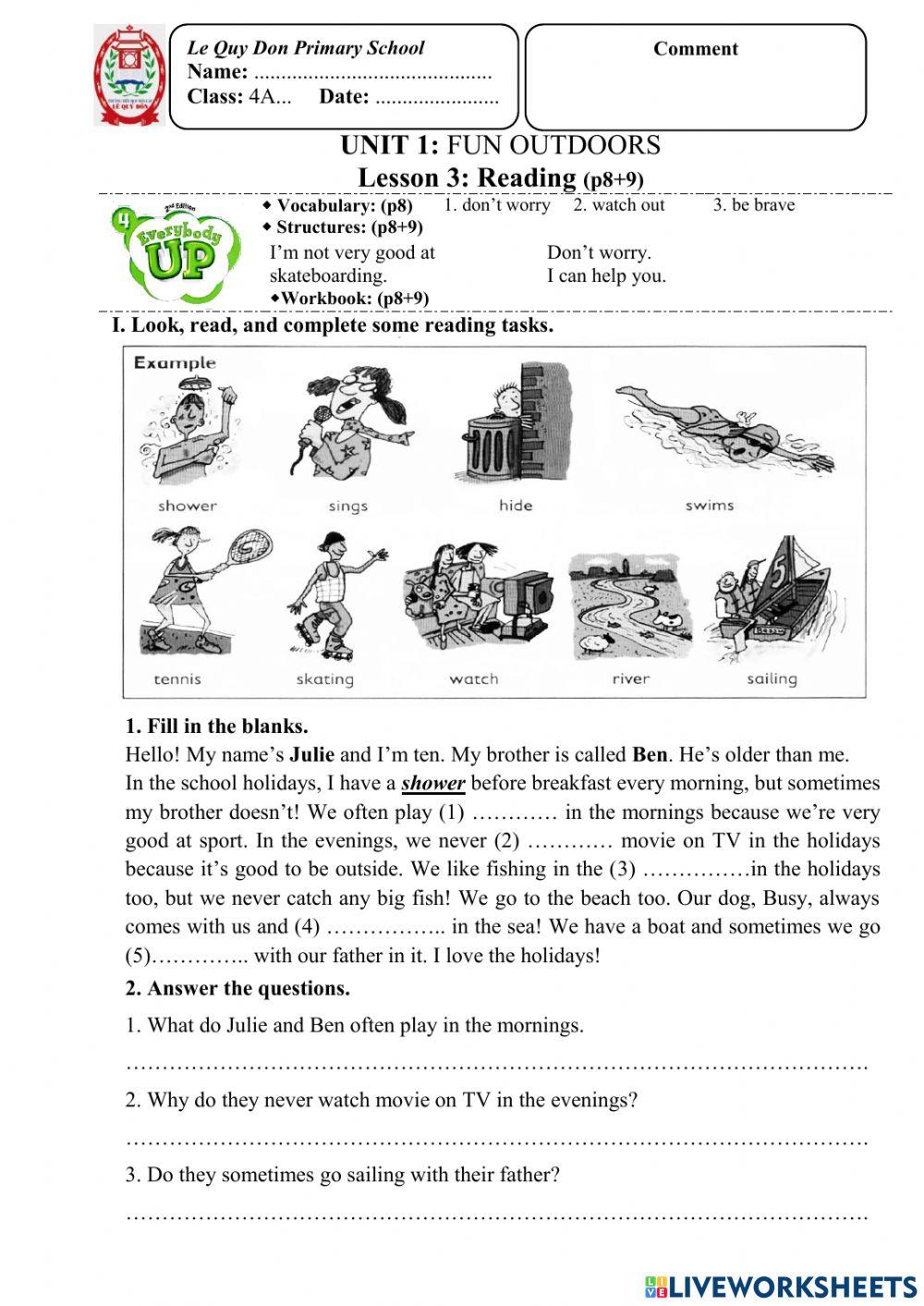 1310812 | Everybody Up 4 - Unit 1 - Lesson 3 | Nguyen