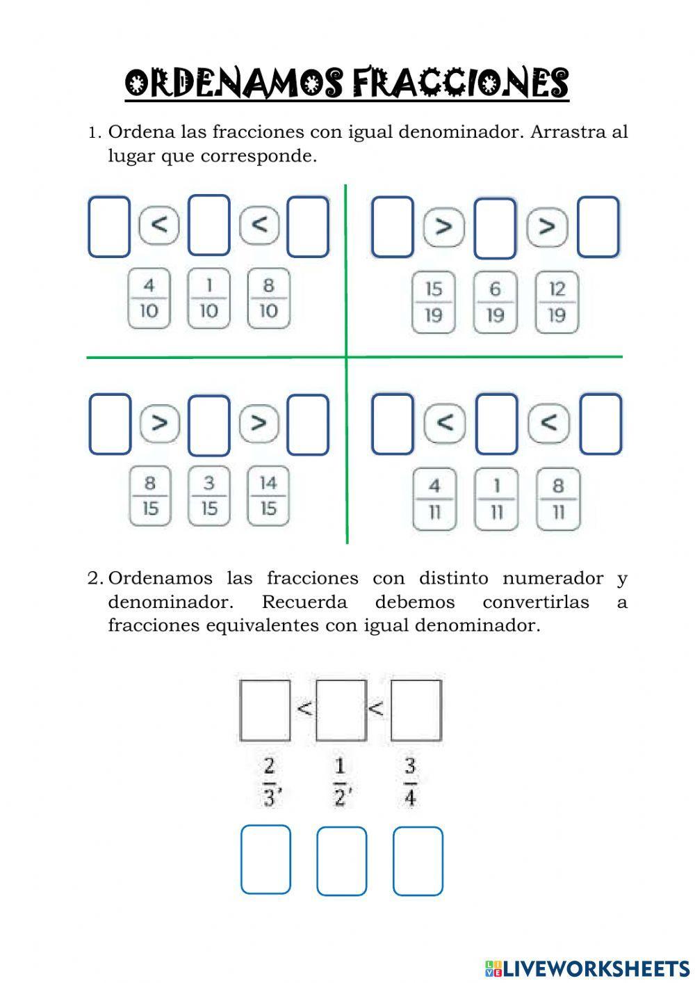 Orden de las fracciones